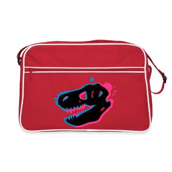 Un T-Rex crâne de 3-D - Sac Retro - rouge/blanc - Devant