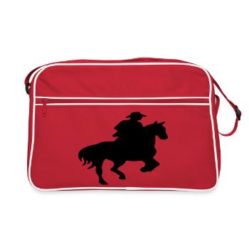 Horses, horse, riding,pony, cowboy, trot, Gallop - Retro Bag - red/white - Front