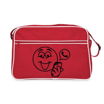 Stick head with a phone and pop-up text berich - Retro Bag - red/white - Front