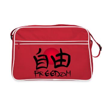 Le mot liberté en japonais (noir) - Sac Retro - rouge/blanc - Devant