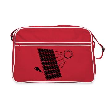 Solar panel with sun - Retro Bag - red/white - Front