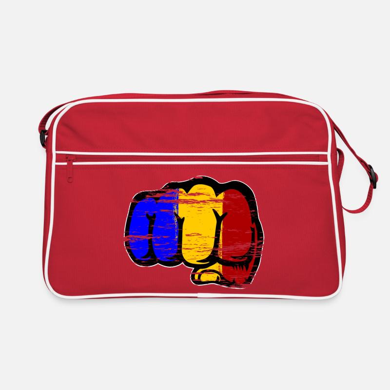 Roumanie drapeau main poing utilisé Sac Retro