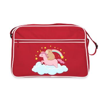 Capybara et licorne – un voyage de rêve - Sac Retro - rouge/blanc - Devant