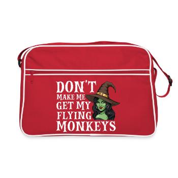 Zwinge mich nicht, meine fliegenden Affen zu holen — Halloween - Retro Tasche - Rot/Weiß - Vorne