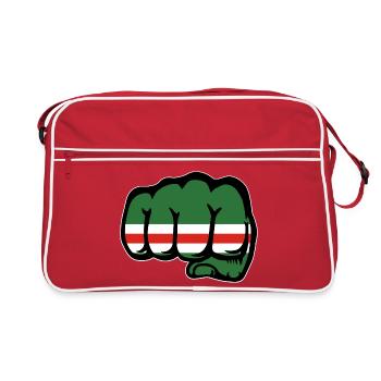 Tschetschenien Flagge Faust - Retro Tasche - Rot/Weiß - Vorne
