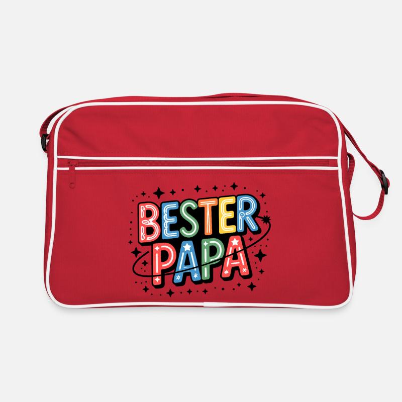 Best Papa Neon Colored Design Retro Bag