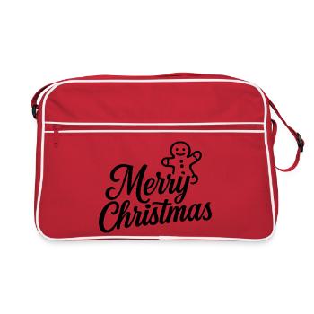 Merry Christmas mit niedlichem Lebkuchenmann - Retro Tasche - Rot/Weiß - Vorne