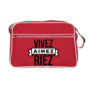 Vivez Aimez Riez  slogan positif - personnalisable - Sac Retro - rouge/blanc - Devant