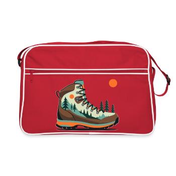 Motif paysager de chaussures de randonnée - Sac Retro - rouge/blanc - Devant