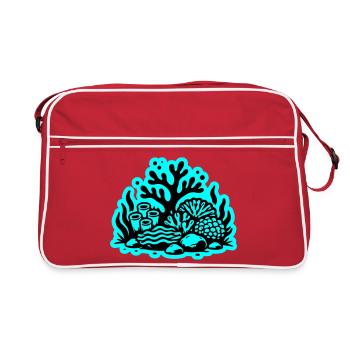 Korallenriff Ozean Korallen Symbol - Retro Tasche - Rot/Weiß - Vorne