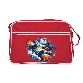 Snowboarder in Action – Winter Sport Design - Retro Tasche - Rot/Weiß - Vorne