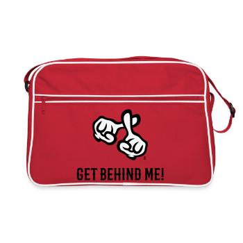 Get Behind Me! (Cross / Bible / Religion / 2C) - Retro Bag - red/white - Front
