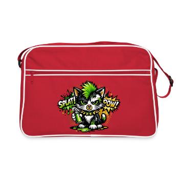 Neon Graffiti Kitten Sprayer - Retro Bag - red/white - Front