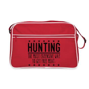 Hunter Funny Saying – Free Meat Design - Retro Bag - red/white - Front