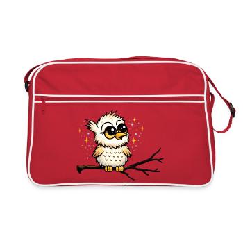 Chouette mignonne sur une branche – Motif chouette mignonne - Sac Retro - rouge/blanc - Devant