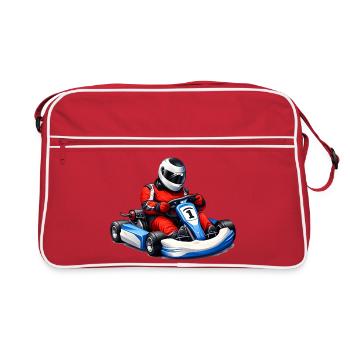Illustration de pilote de karting - Sac Retro - rouge/blanc - Devant