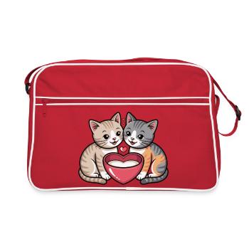 Cat Heart Togetherness - Retro Bag - red/white - Front