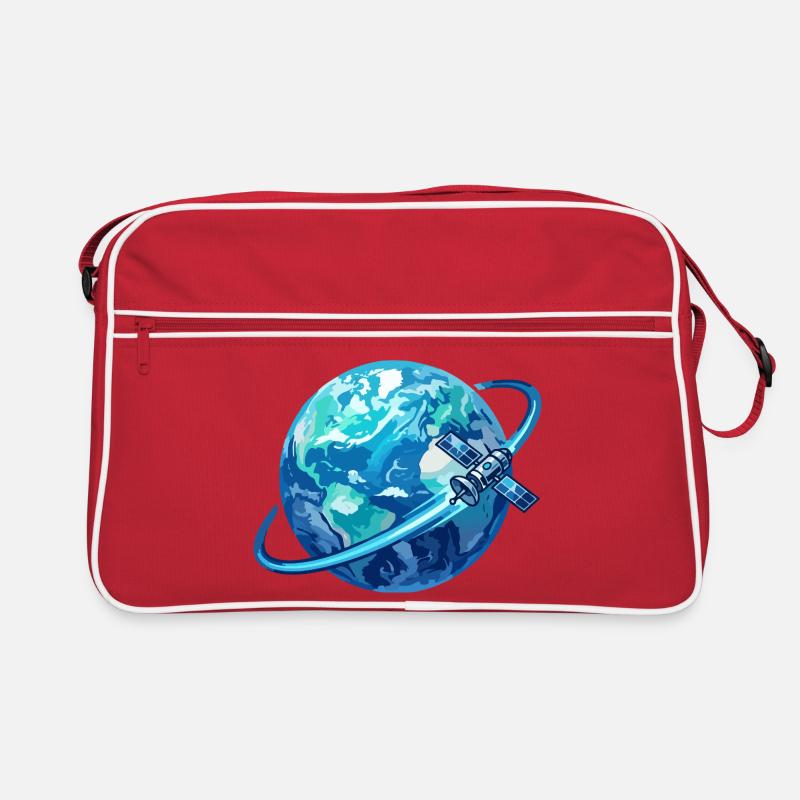 Erde Blauer Planet Satellit Globus Satellitenring Retro Tasche