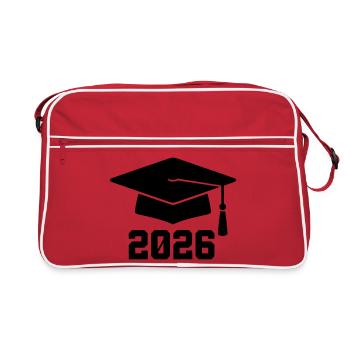 Doktorhut Abschluss 2026 Wappen - Retro Tasche - Rot/Weiß - Vorne