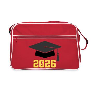 Doktorhut Abschluss 2026 - Retro Tasche - Rot/Weiß - Vorne