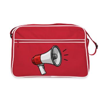 Cartoon Megaphon Icon Lautstarke Design - Retro Tasche - Rot/Weiß - Vorne