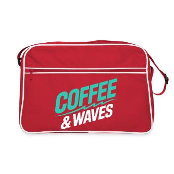 Kaffee Wellen Surfen Coffee & Waves Surfer Strand - Retro Tasche - Rot/Weiß - Vorne
