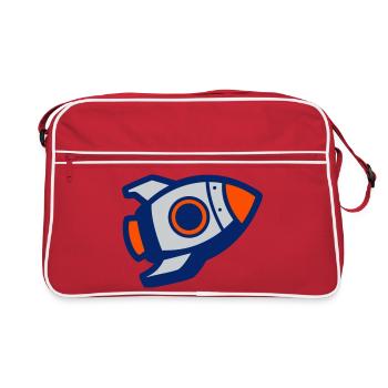 Launching Rocket Silhouette - Retro Bag - red/white - Front