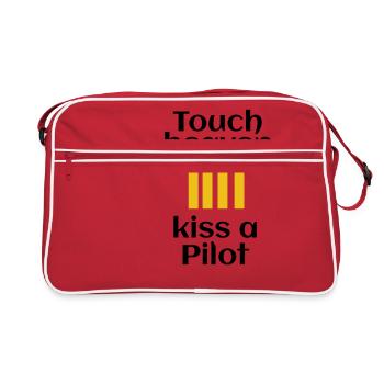 kiss a pilot - Retro Tasche - Rot/Weiß - Vorne