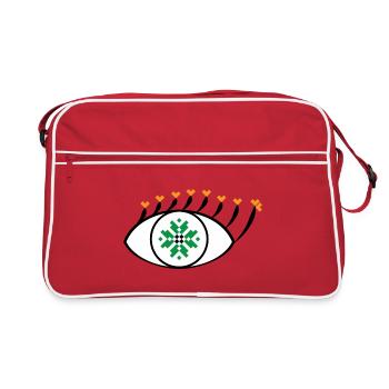 Eye - Traditional Romanian folk art pattern - Retro Bag - red/white - Front