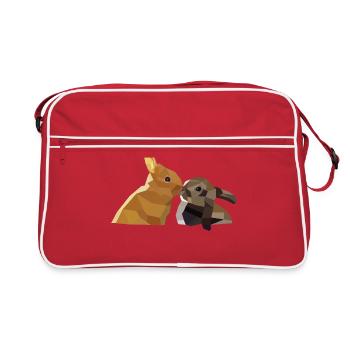 Lapins de pâques lapins polygone lapins cadeau amour - Sac Retro - rouge/blanc - Devant