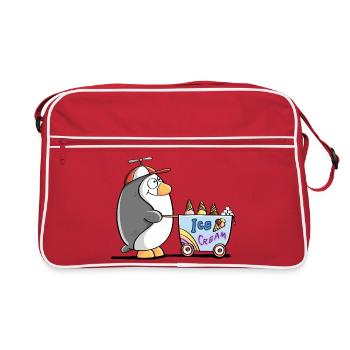 Pinguin Als Eisverkäufer - Eis - Retro Tasche - Rot/Weiß - Vorne