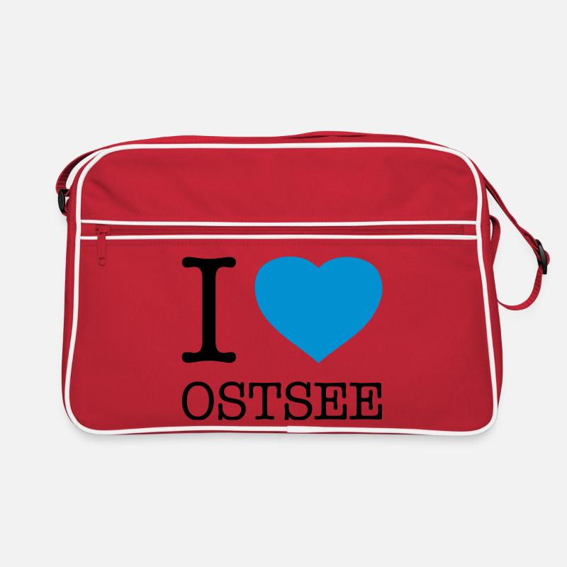 I LOVE OSTSEE - Retro Tasche - Rot/Weiß