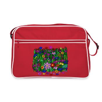 Flower meadow: beautiful, colorful flowers - Retro Bag - red/white - Front