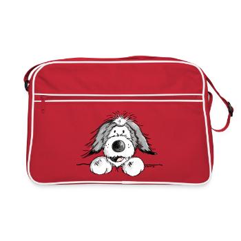 Happy Bearded Collie - Retro Bag - red/white - Front