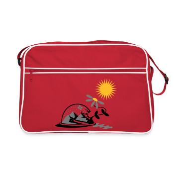 Snow globe with sunflower and sun - Retro Bag - red/white - Front