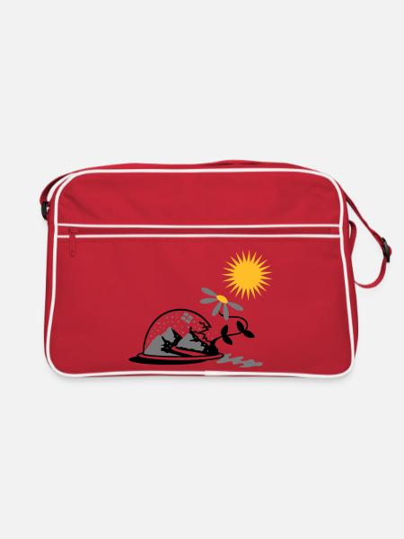 Snow globe with sunflower and sun - Retro Bag - red/white - Front