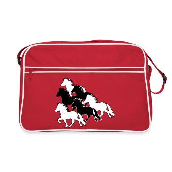 Troupeau de chevaux islandais 1 Tölt - Sac Retro - rouge/blanc - Devant