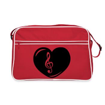 Cœur avec clé de musique - Sac Retro - rouge/blanc - Devant