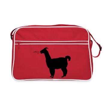 Lama spuckt witzig - Retro Tasche - Rot/Weiß - Vorne