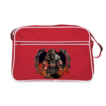 Guerriers vikings dans le cercle de feu - Sac Retro - rouge/blanc - Devant