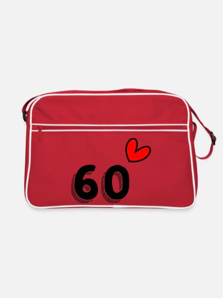 60. 60 JAHRE. 60-JÄHRIGES JUBILÄUM. 60. GEBURTSTAG. - Retro Tasche - Rot/Weiß