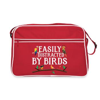 Facilement distrait par les oiseaux - Sac Retro - rouge/blanc - Devant