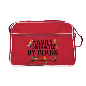 Facilement distrait par les oiseaux - Sac Retro - rouge/blanc - Devant