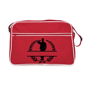 Respect banner salute soldier in laurel wreath - Retro Bag - red/white - Front