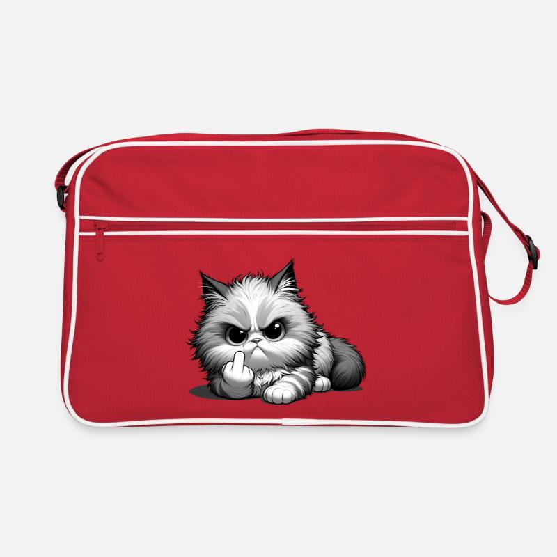 Grumpy Katze mit frechem Mittelfinger Retro Tasche