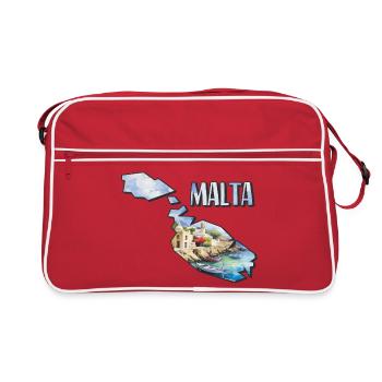 Carte à l’aquarelle Malte - Sac Retro - rouge/blanc - Devant