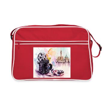 Vintage film camera in front of Berlin skyline - Retro Bag - red/white - Front