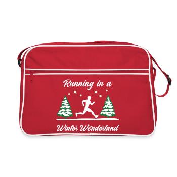 Laufen im Winterwunderland (Männer) - Retro Tasche - Rot/Weiß - Vorne