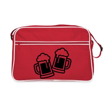 Chope à bière Verre à bière - Sac Retro - rouge/blanc - Devant