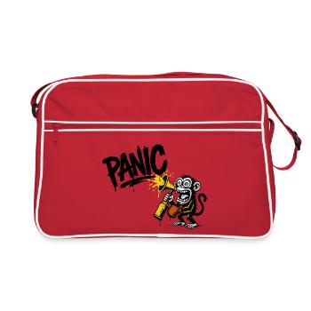 Expressive monkey with megaphone - Retro Bag - red/white - Front